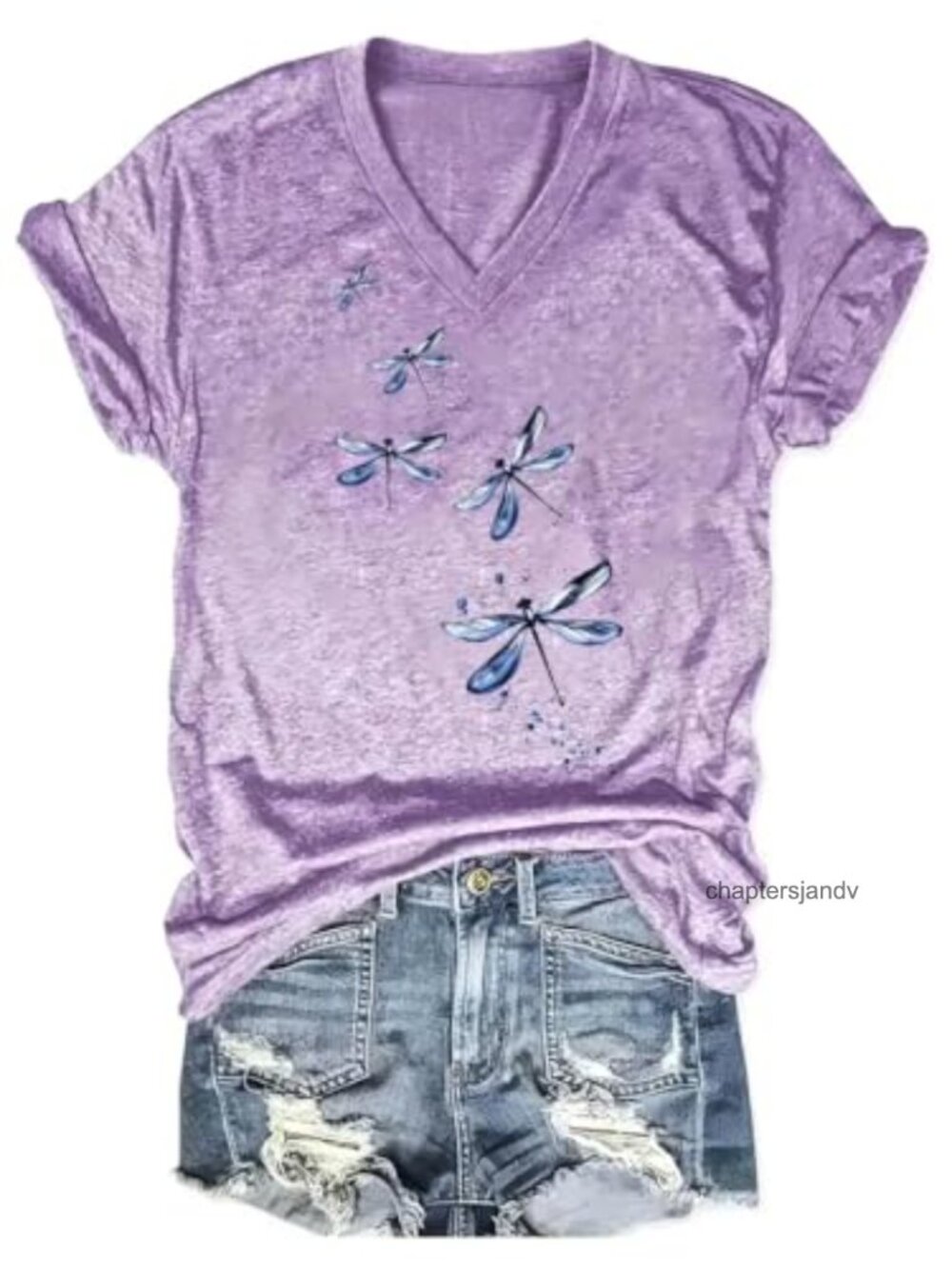 Vintage Boho Floral Graphic T-Shirt for Women Short Sleeve V-Neck